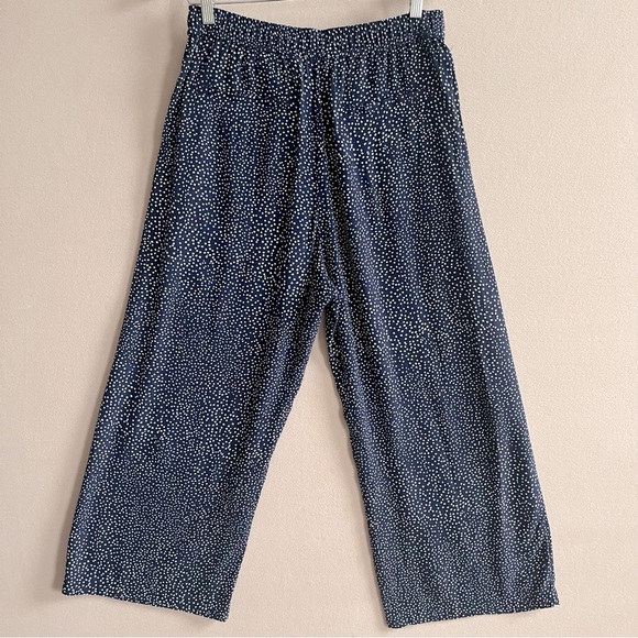 Other Stories Wide Leg Pants Ankle Polka Dot Speckled Navy Blue in 6 - Picture 8 of 14